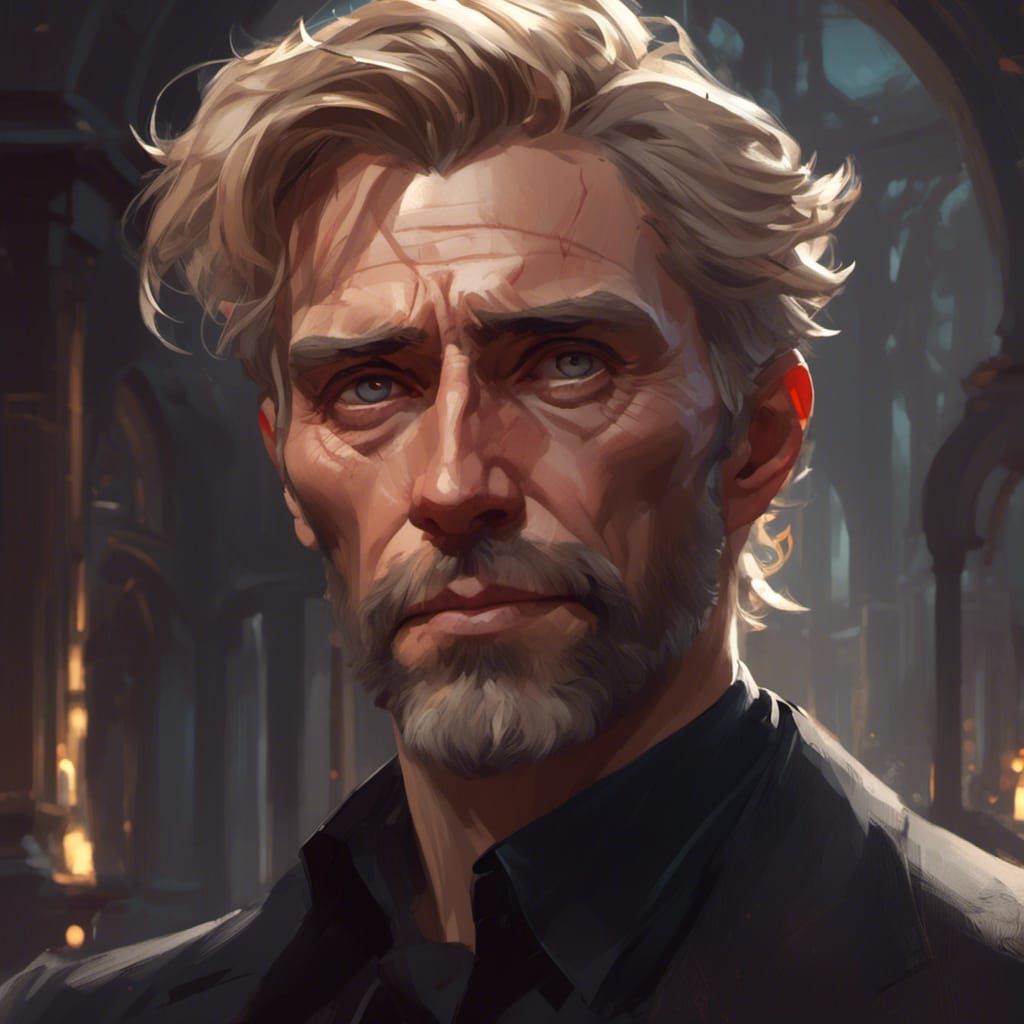 Man in Black Dress Shirt: Artgerm and Rutkowski Style