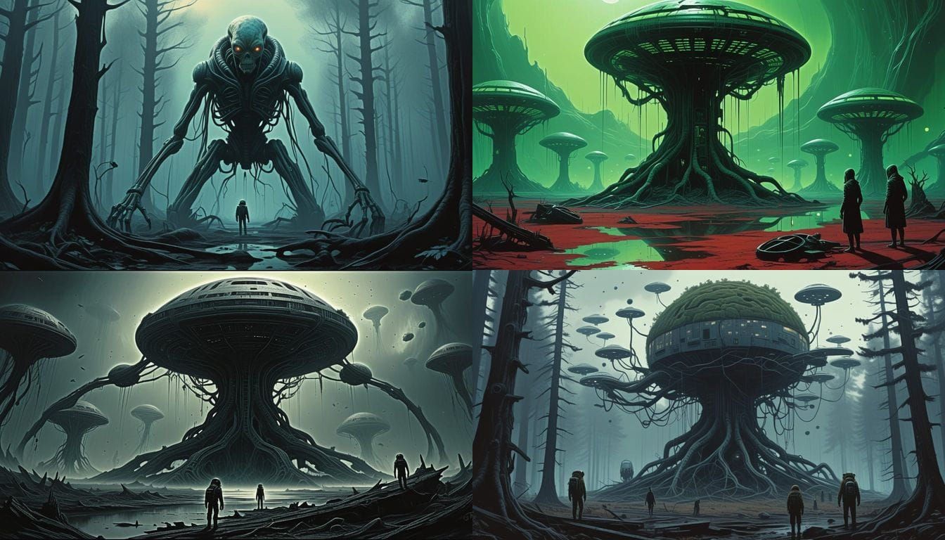 Humanoid Tree Aliens in Distant Colonization