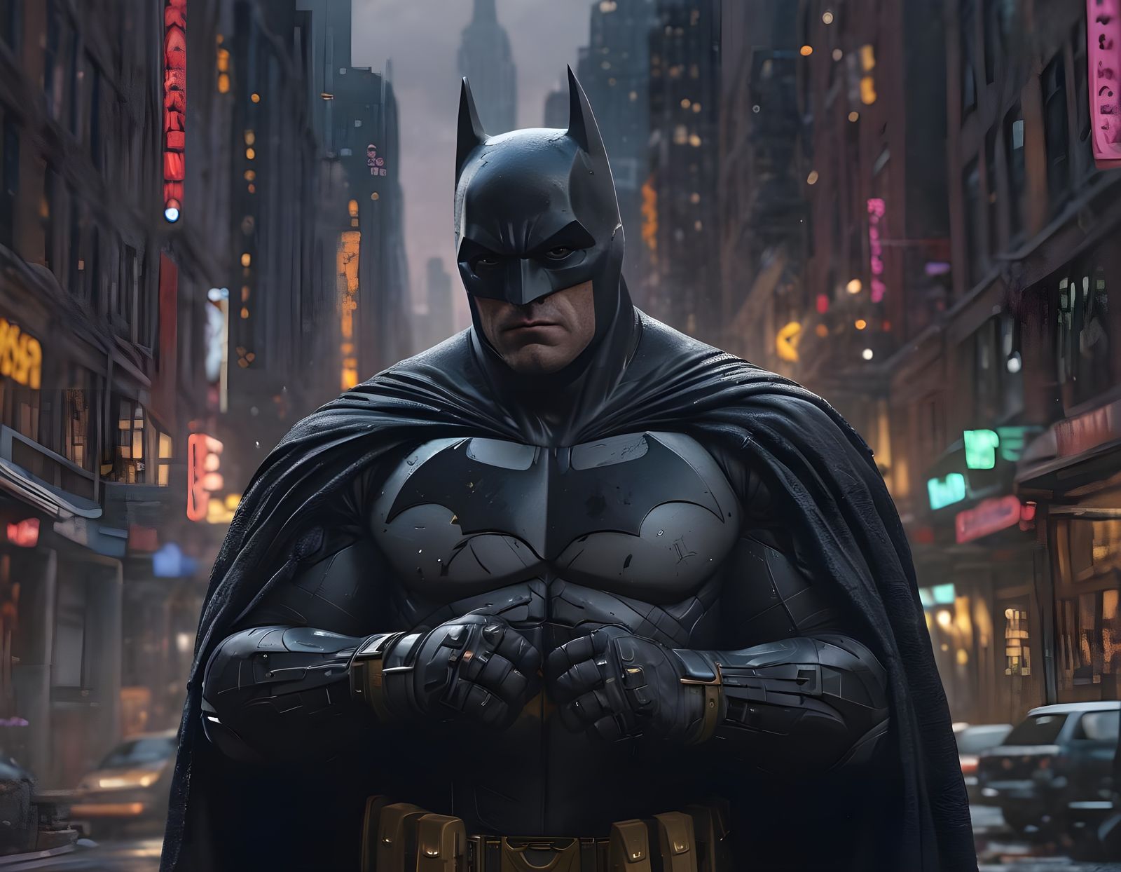 Batman in Gotham: Hyperdetailed Digital Rendering