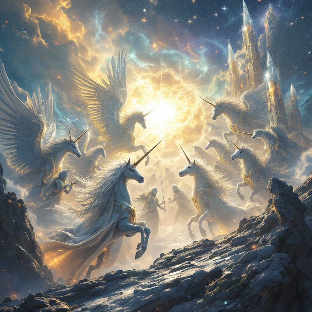 Cyberpunk Unicorn Warriors Unite Against Darkness in Epic Ba...