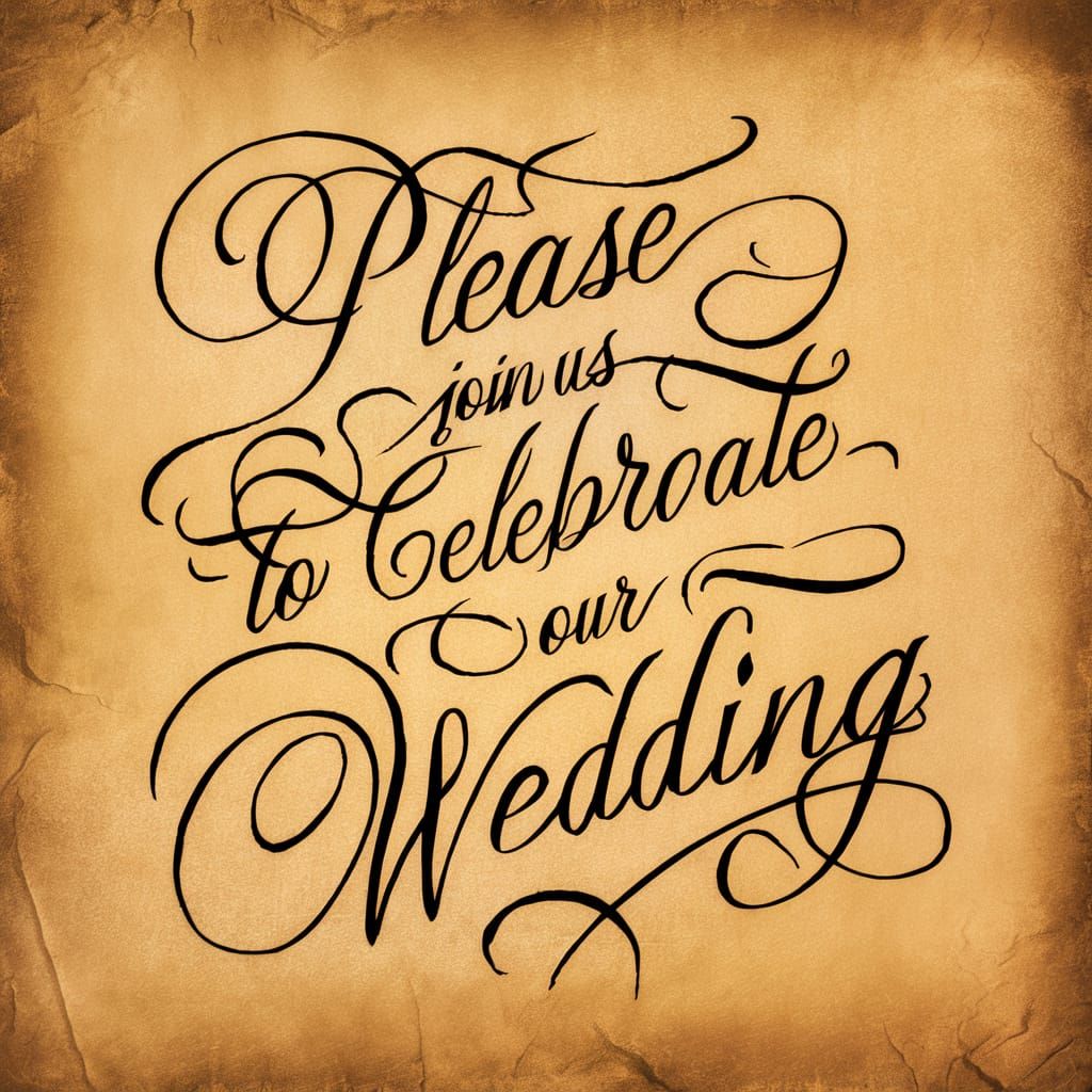 Elegant Calligraphy Wedding Invitation on Parchment