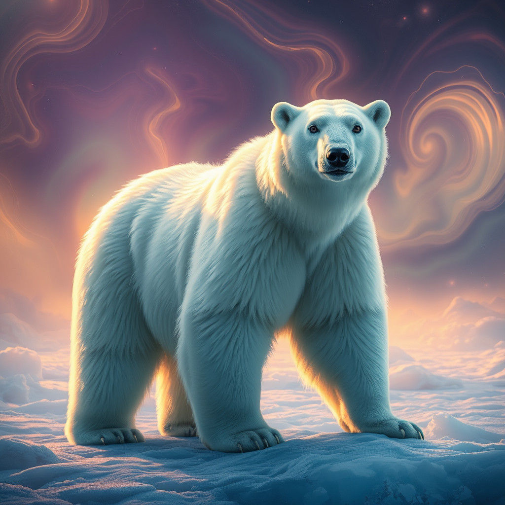 Majestic Polar Bear in Mystical Arctic Realm