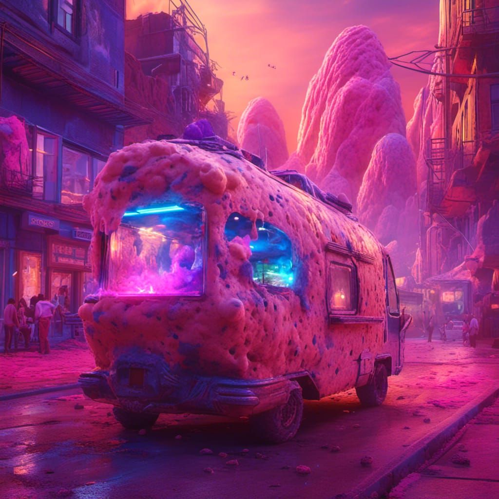 Galactic Taco Truck in Sci-Fi Cityscape
