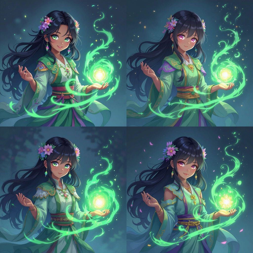 Donghua Anime Girl Activates Green Aura With Flower Crown