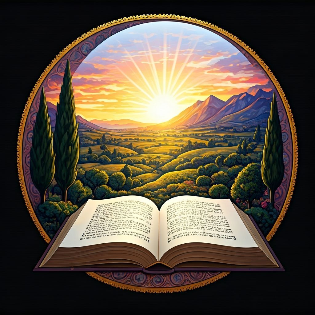 Am Yisrael Chai in Gold, Art Nouveau Landscape