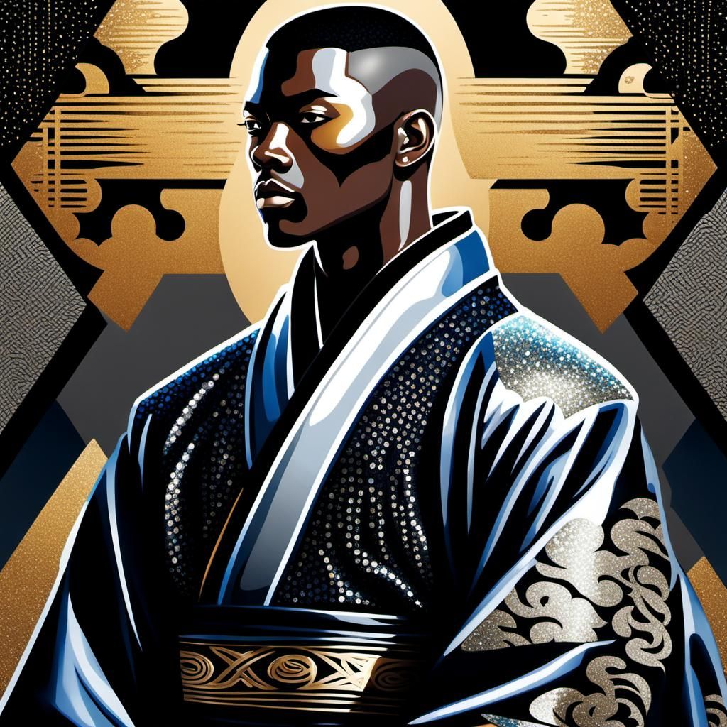 Glittering Kimono: Avant-Garde Anime Portrait in 4K