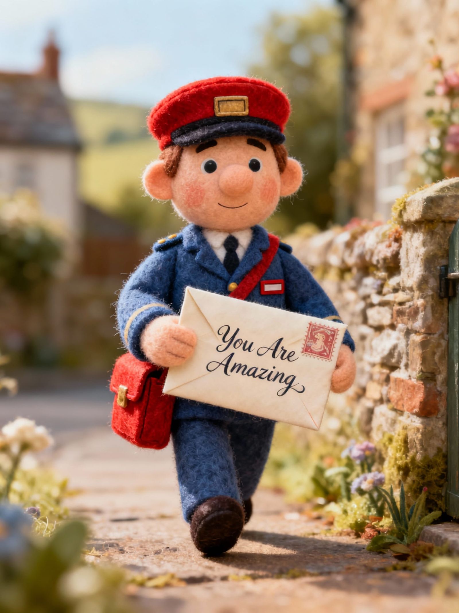 Postman Pat Delivers a Special Letter in Felt Art Style