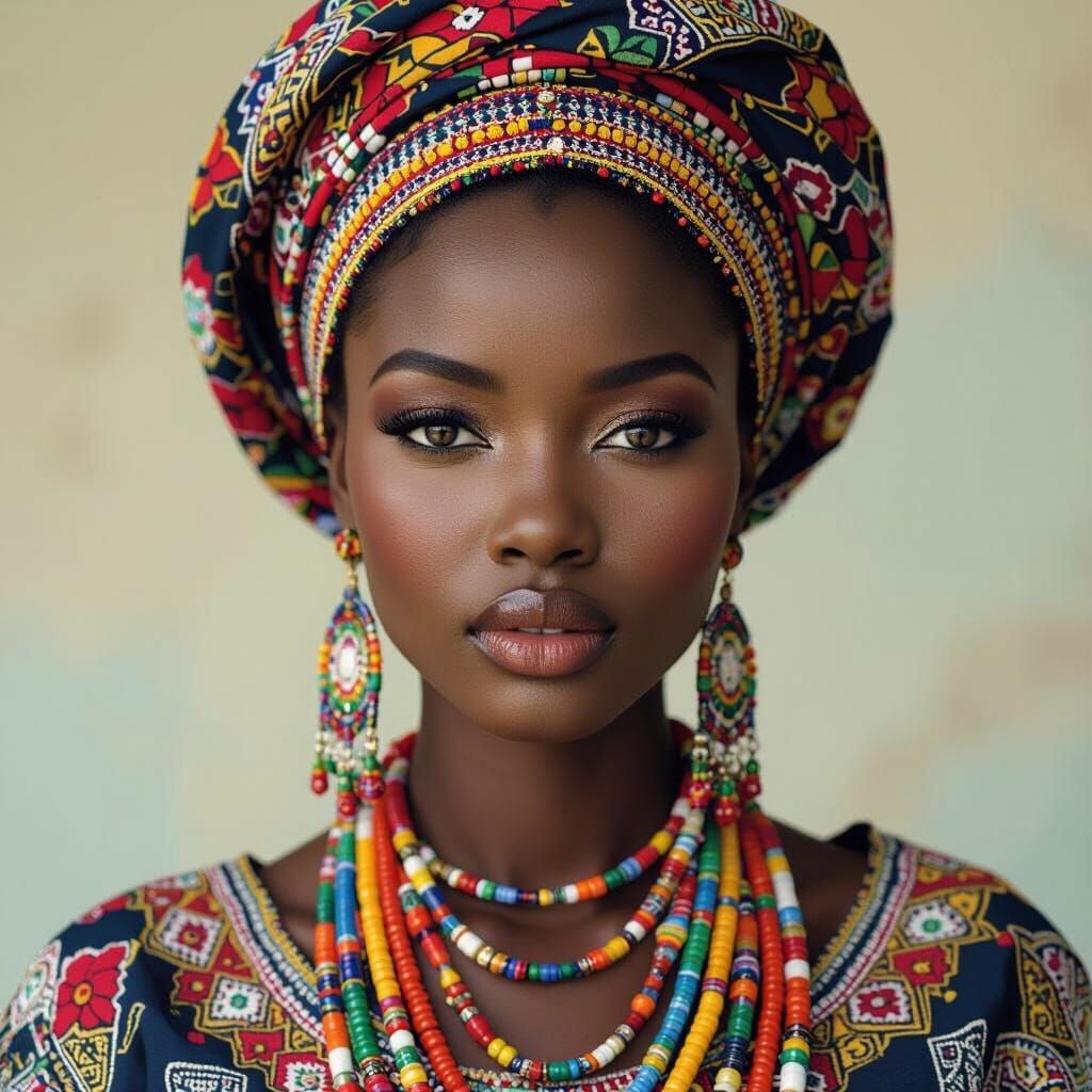 Igbo Lady in Traditional Dress, Hyperrealistic Portrait