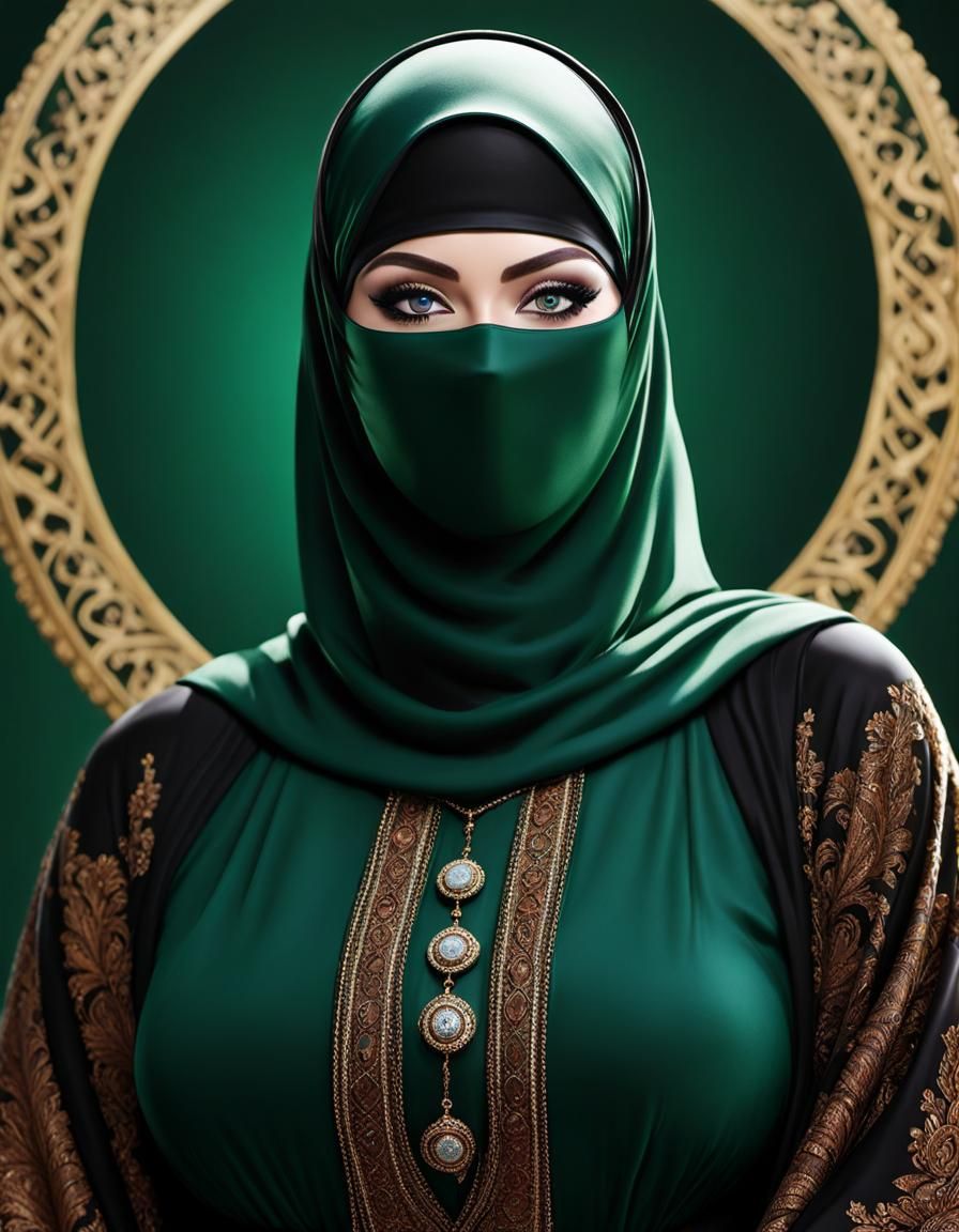 Alcohol Ink Portrait of Woman in Niqab