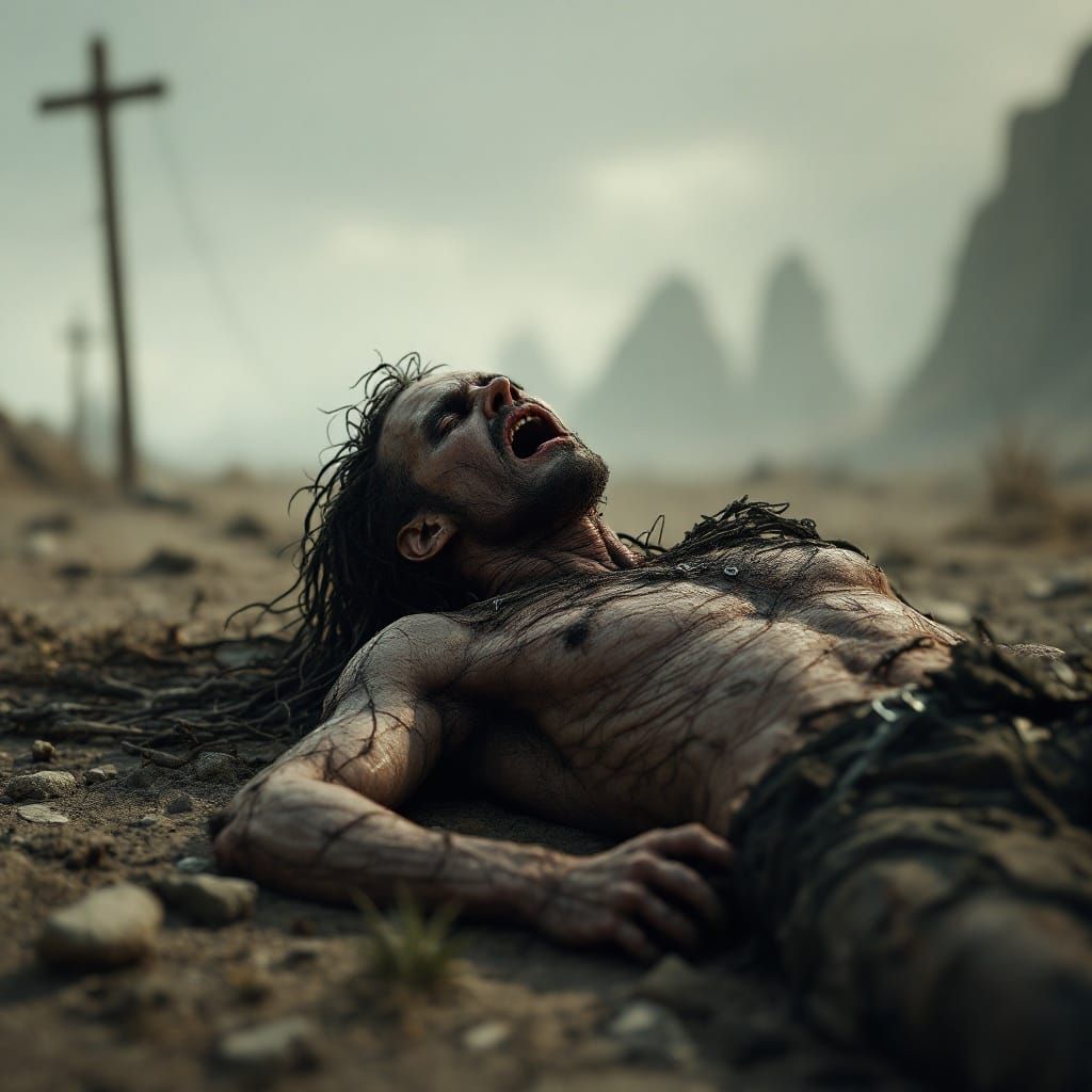 Forgotten Figure in a Post-Apocalyptic Wasteland in 8K