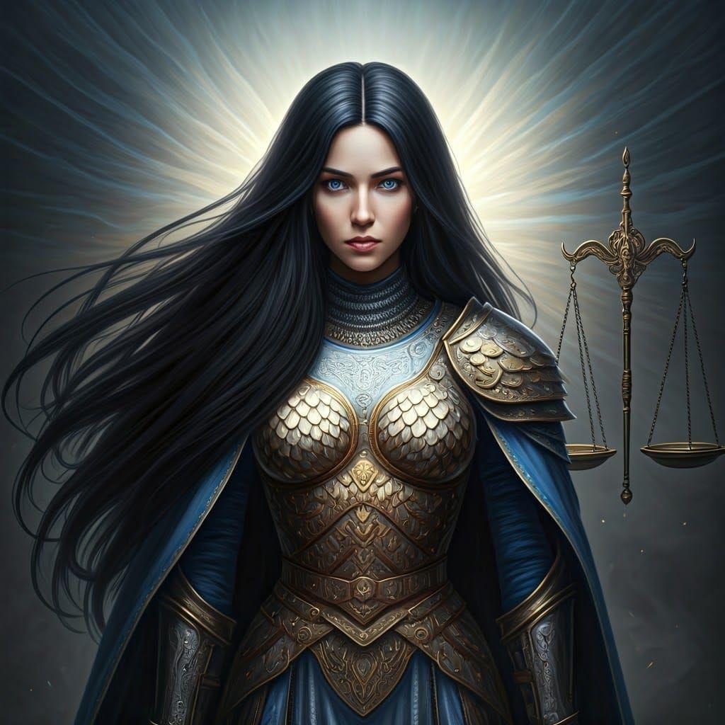 Majestic Warrior Goddess in Vibrant Armor