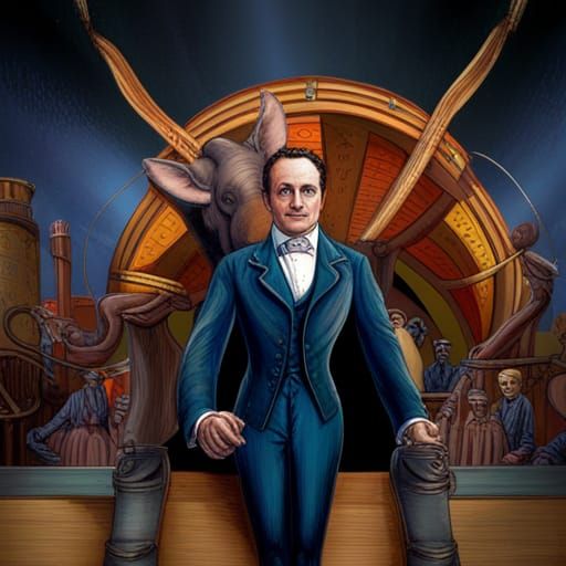 Victorian Magician Houdini's Vanishing Elephant Act