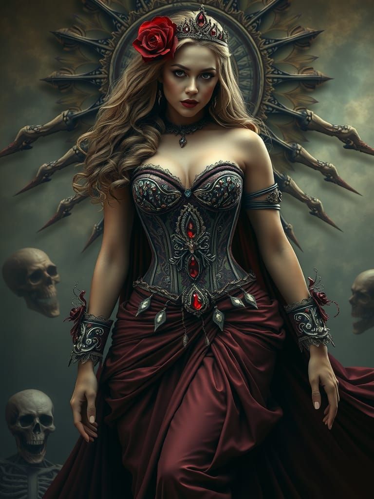 Goddess in Jeweled Corset with Zombiecore Elements