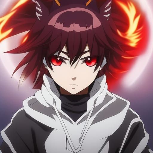 Cute Anime Male Demon with Glowing Eyes