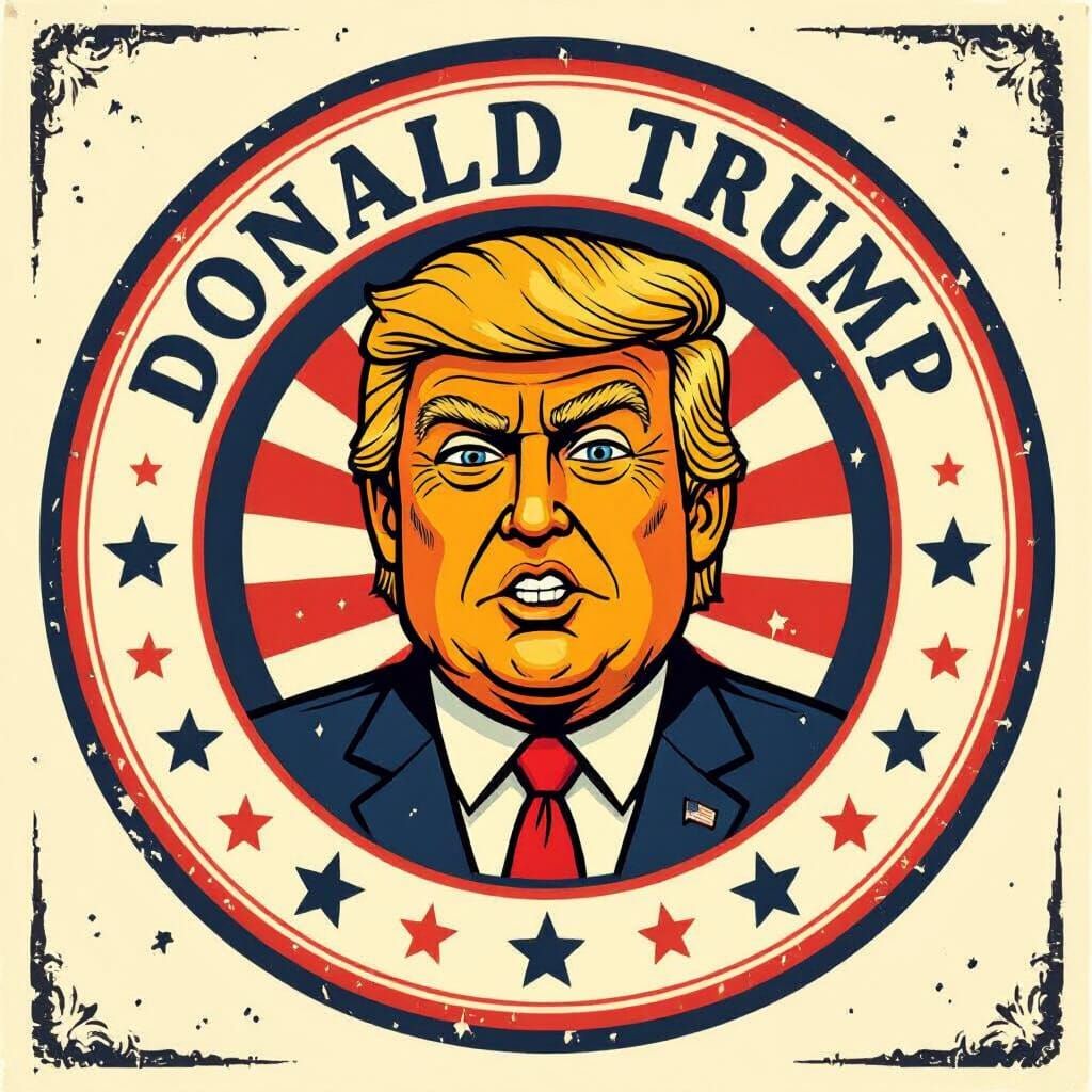 Vintage Badge Logo Featuring Trump Caricature