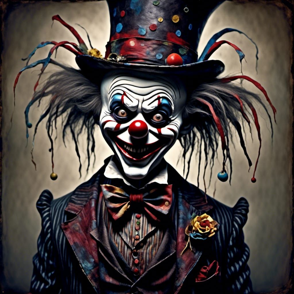 Surreal Clown Masterpiece in Dark Fantasy Style