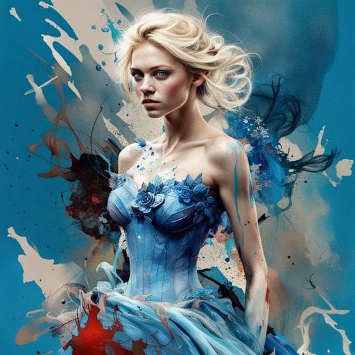 Cinderella in Inkblot Art Style