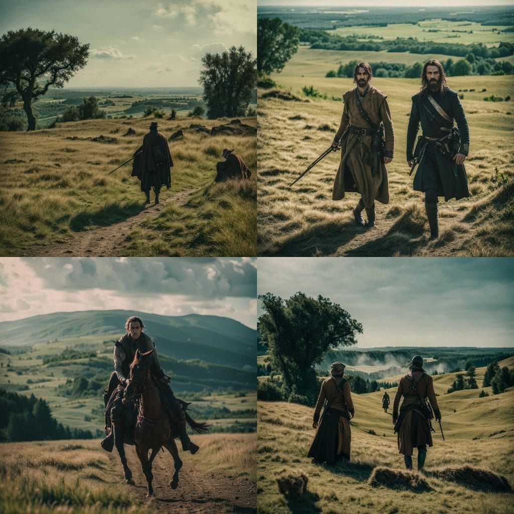 Moses and Joshua Battle Amalekites: Cinematic Film Still