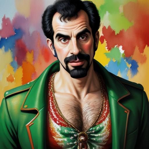 Borat Seek and Find Gouache Illustration