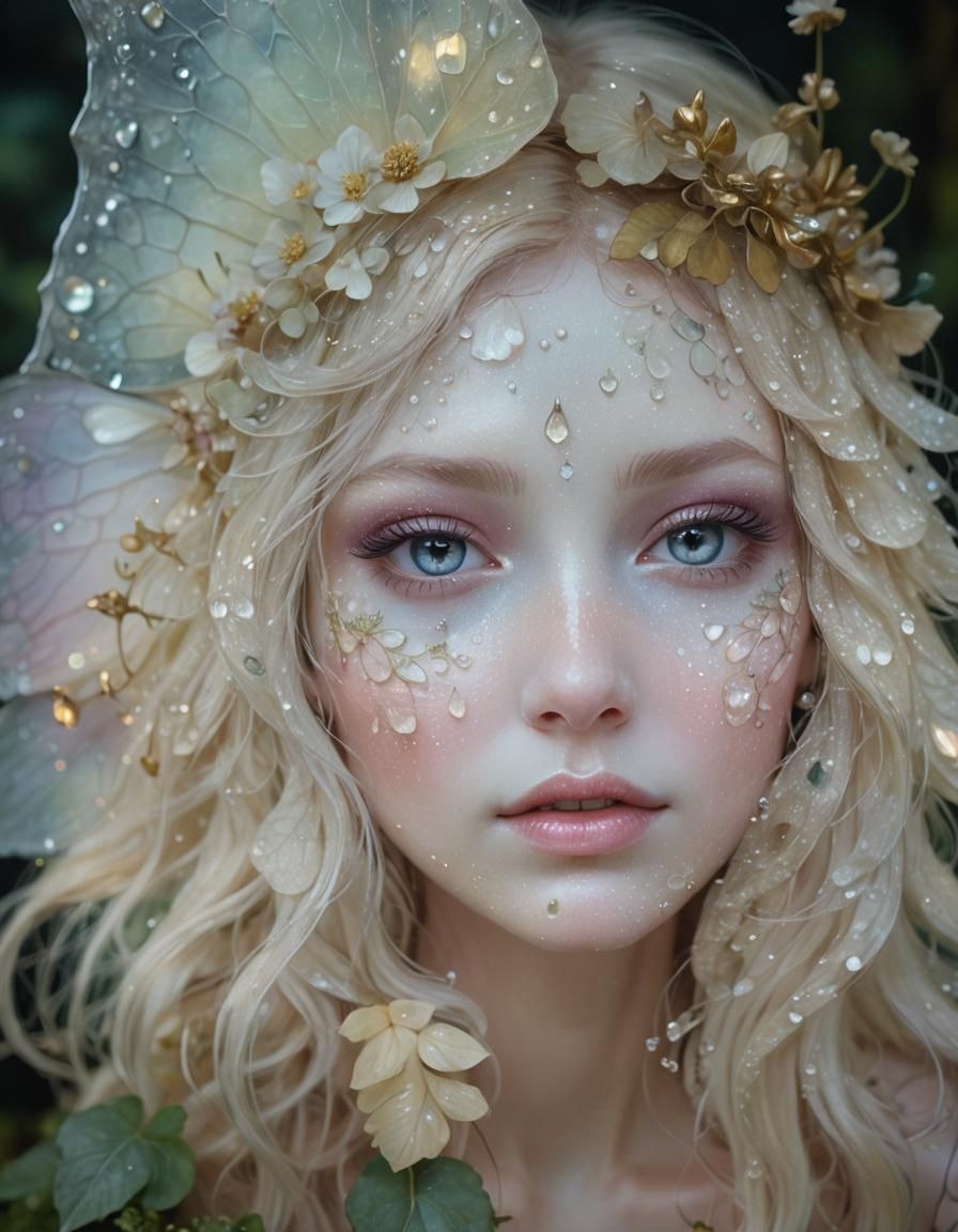 Fairy on Mushroom in Forest: Whimsical Fantasy Art