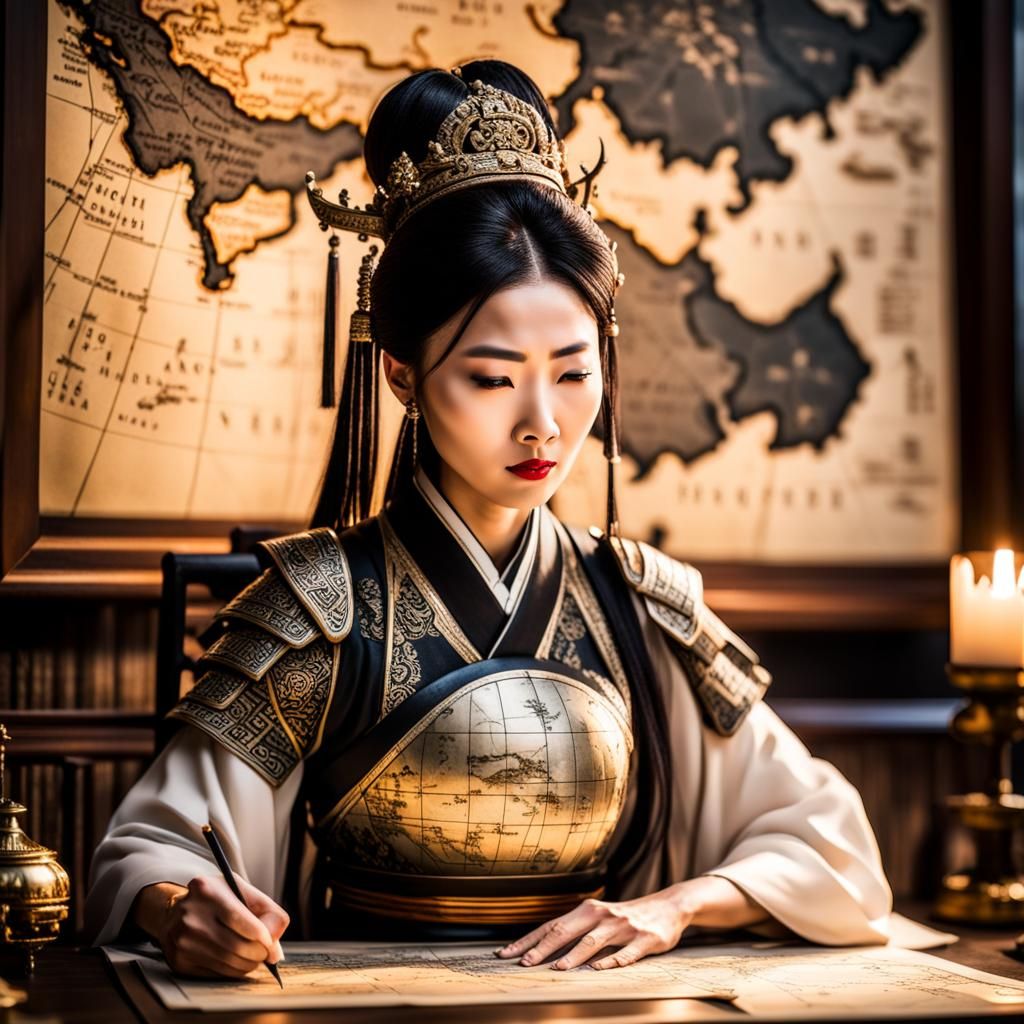 Ancient Chinese General Planning Empire, Sharp Focus