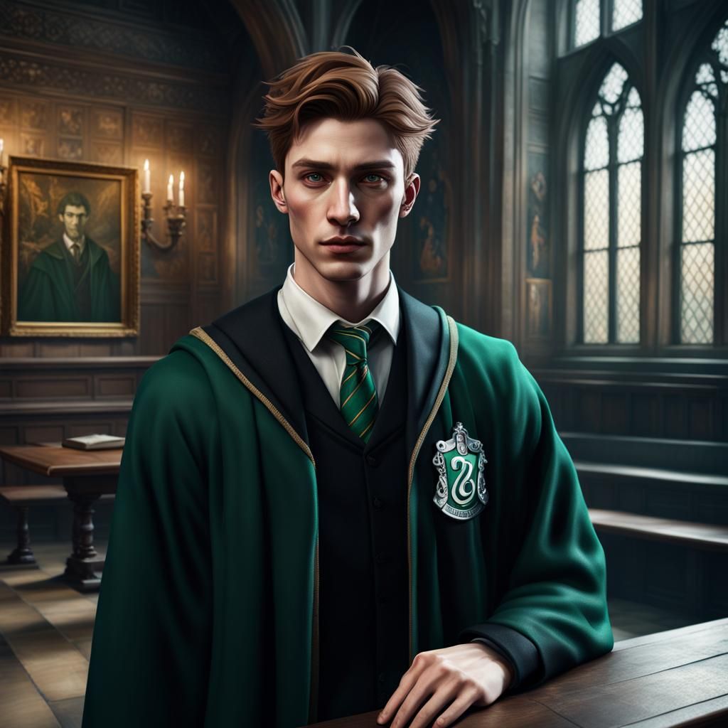 Slytherin Student Portrait in Photorealistic Style