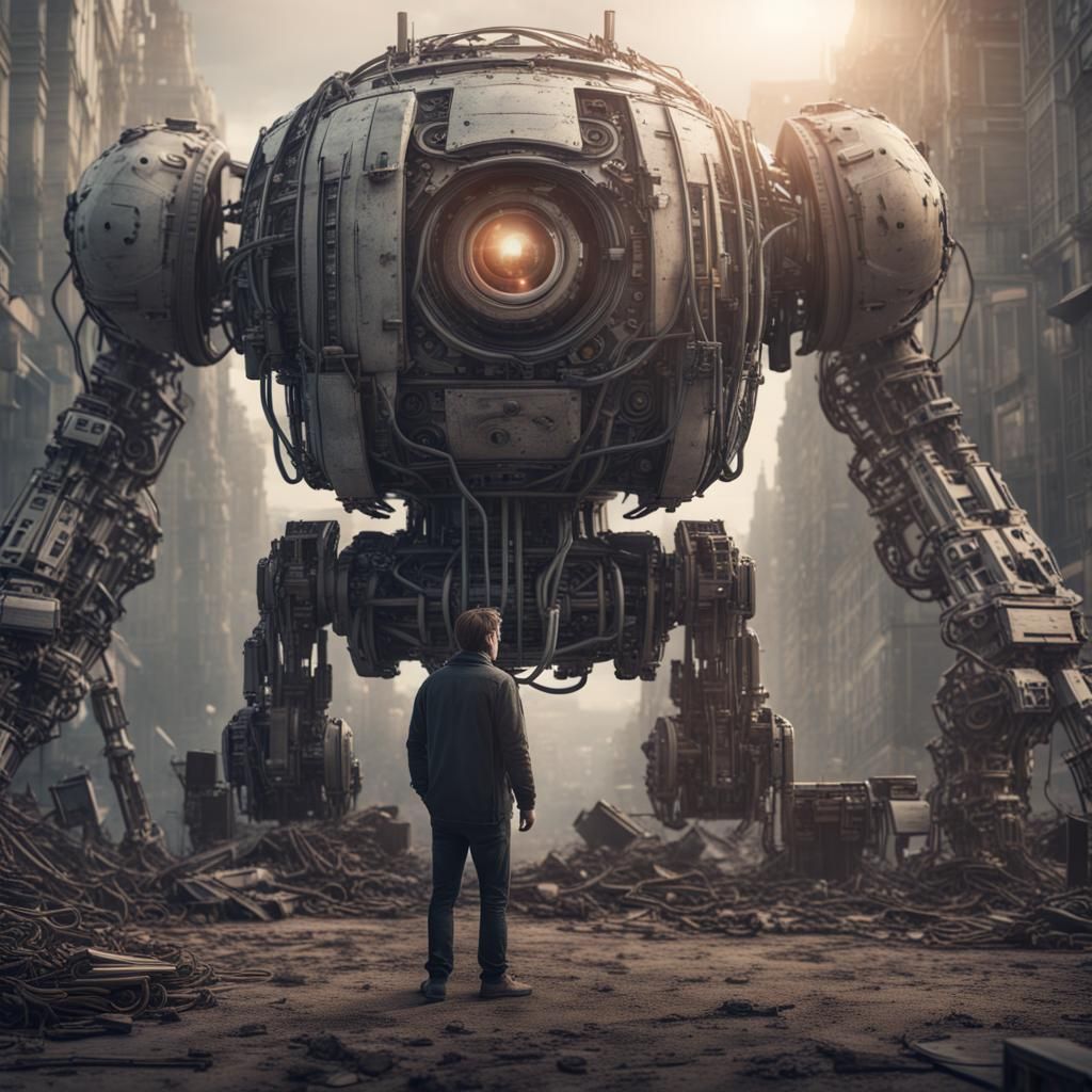 Epic Showdown: Man Versus Robot on Earth