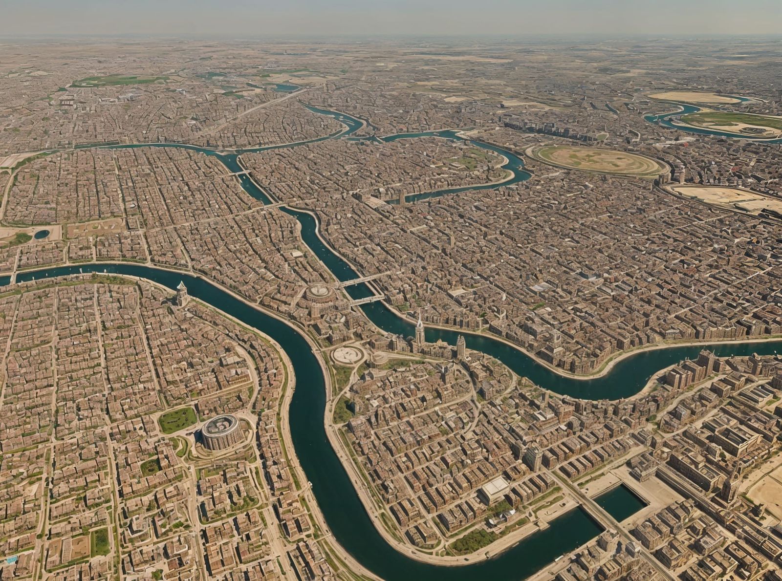 Fantasy City Map from Bird's Eye View