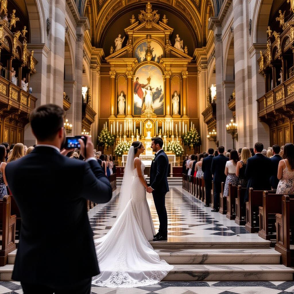 Cathedral Wedding Photo in Documentary Style