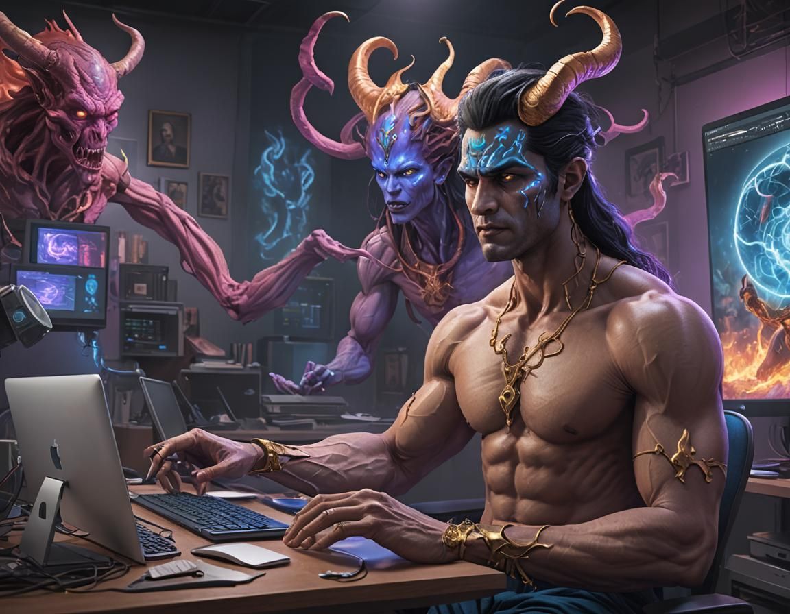 Man, Computer, Genie: Hyperrealistic Corporate Art