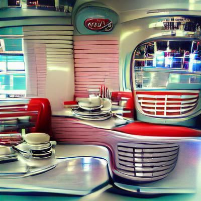Retro 1950s American Diner Interior
