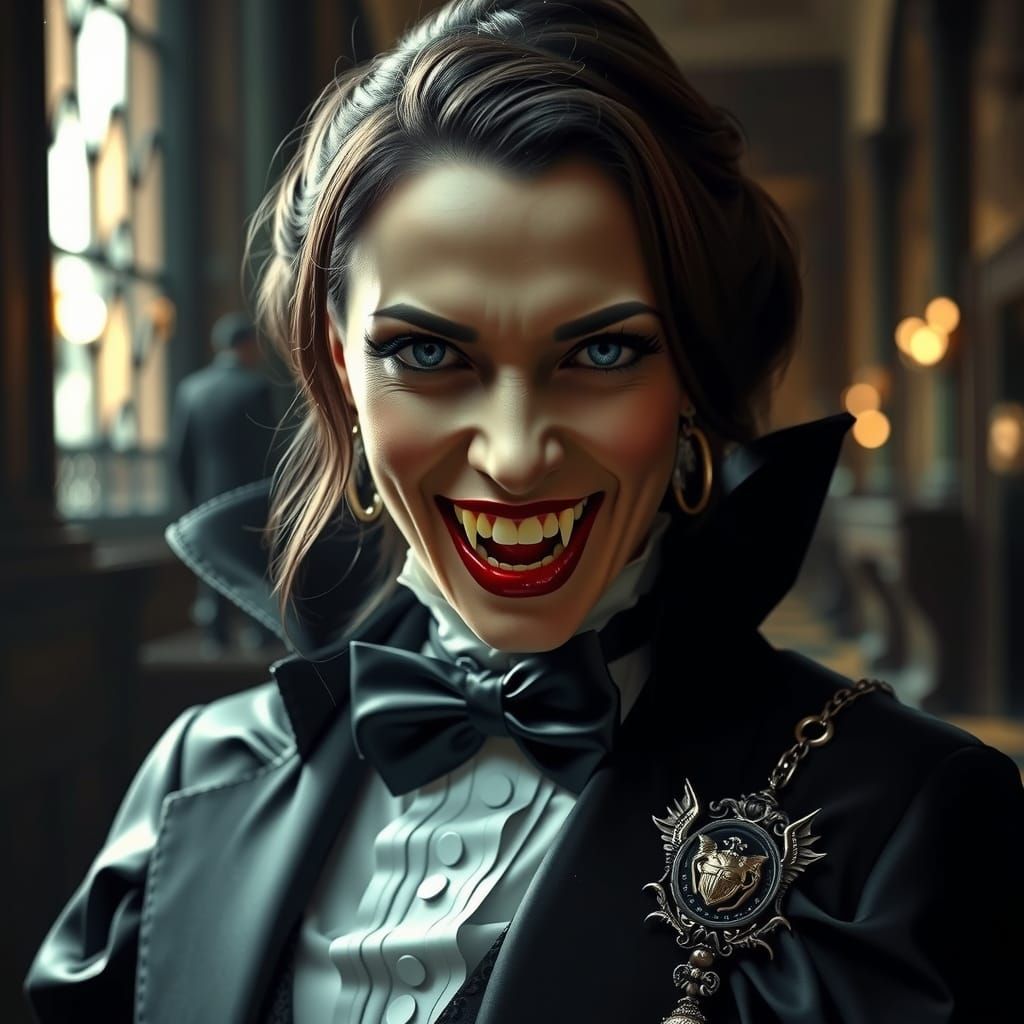 Seductive Vampire Countess in Dark Fantasy Style