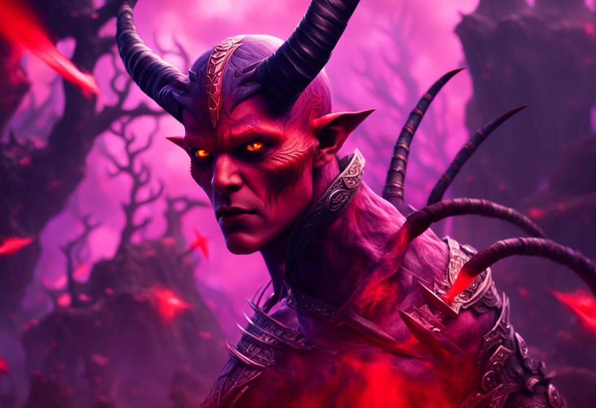 Ethereal Demon Portrait in Mystical Realm