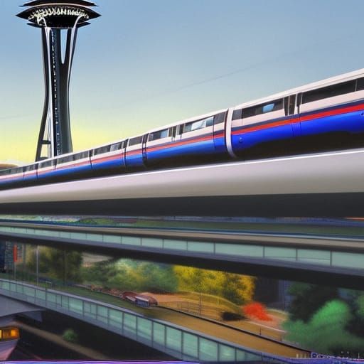 Seattle Monorail and Space Needle in Ultra Detail