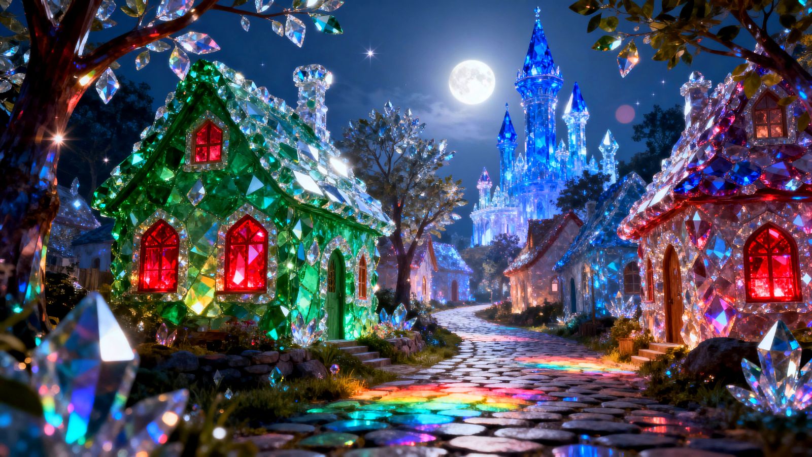 Gemstone Village: Magical Fantasy Digital Art