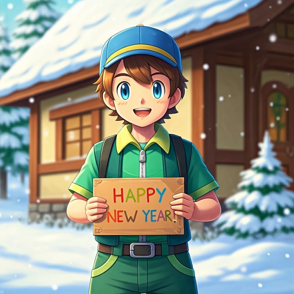Joyful Pokémon Trainer Ritchie Celebrates Happy New Year in....