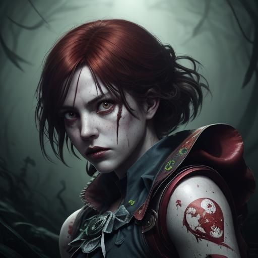 Alice in Wonderland Zombie Chase, Hyperdetailed Art