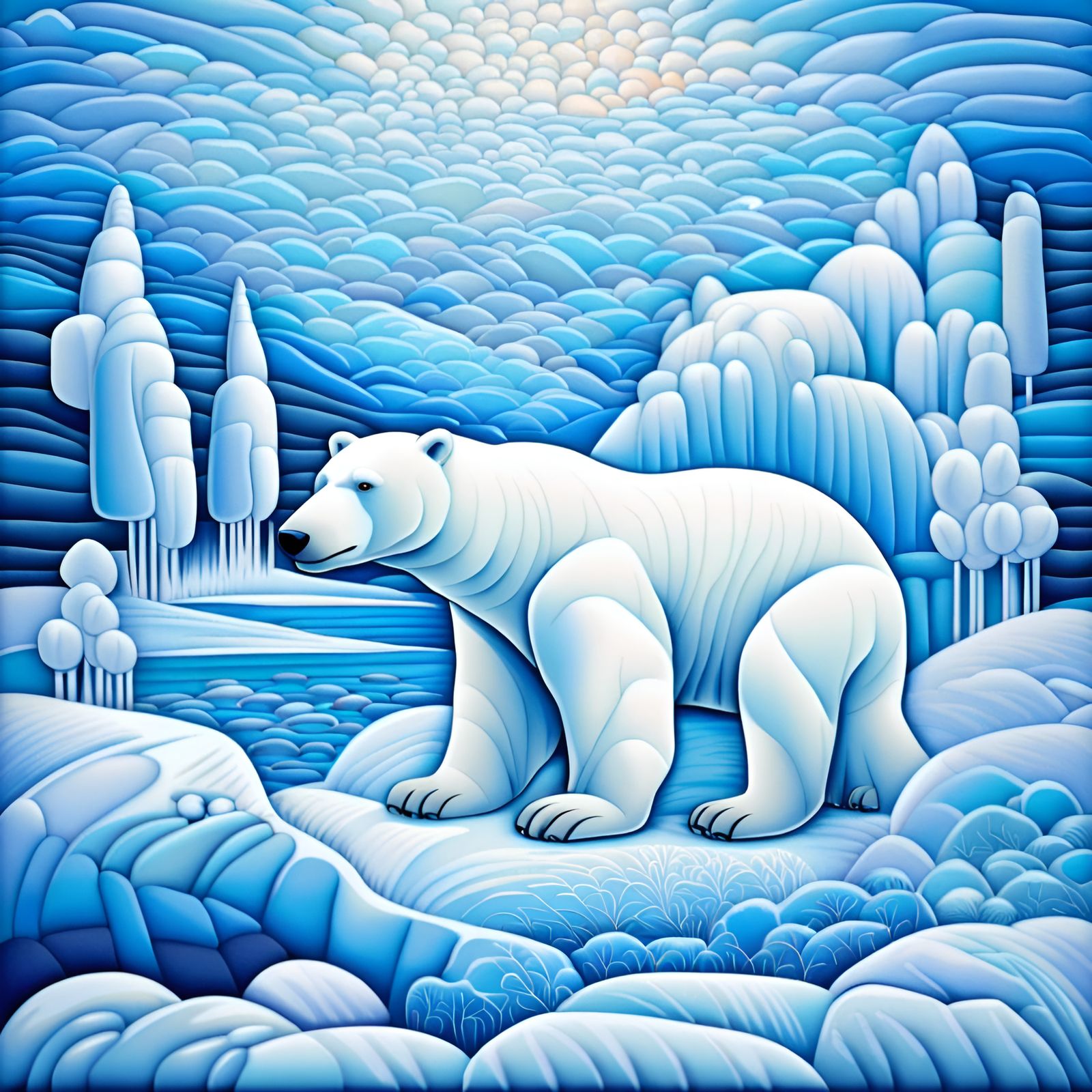 Patchwork polar bear icescape