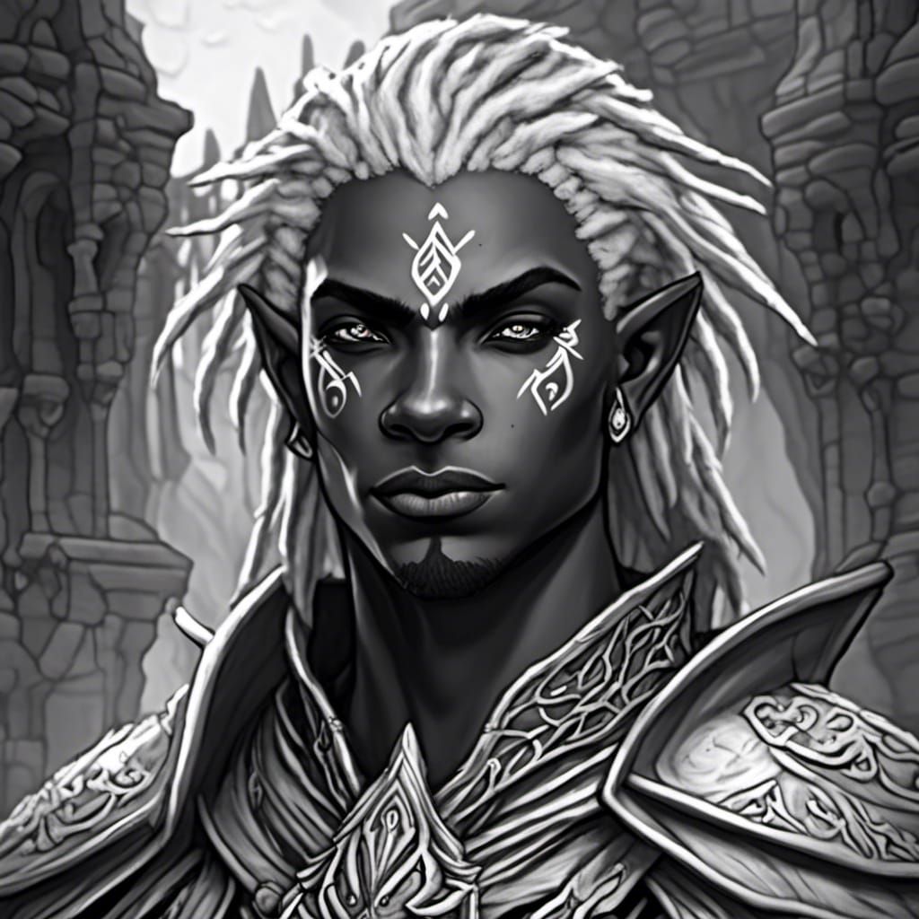 Melanin Man Portrait in Black and White