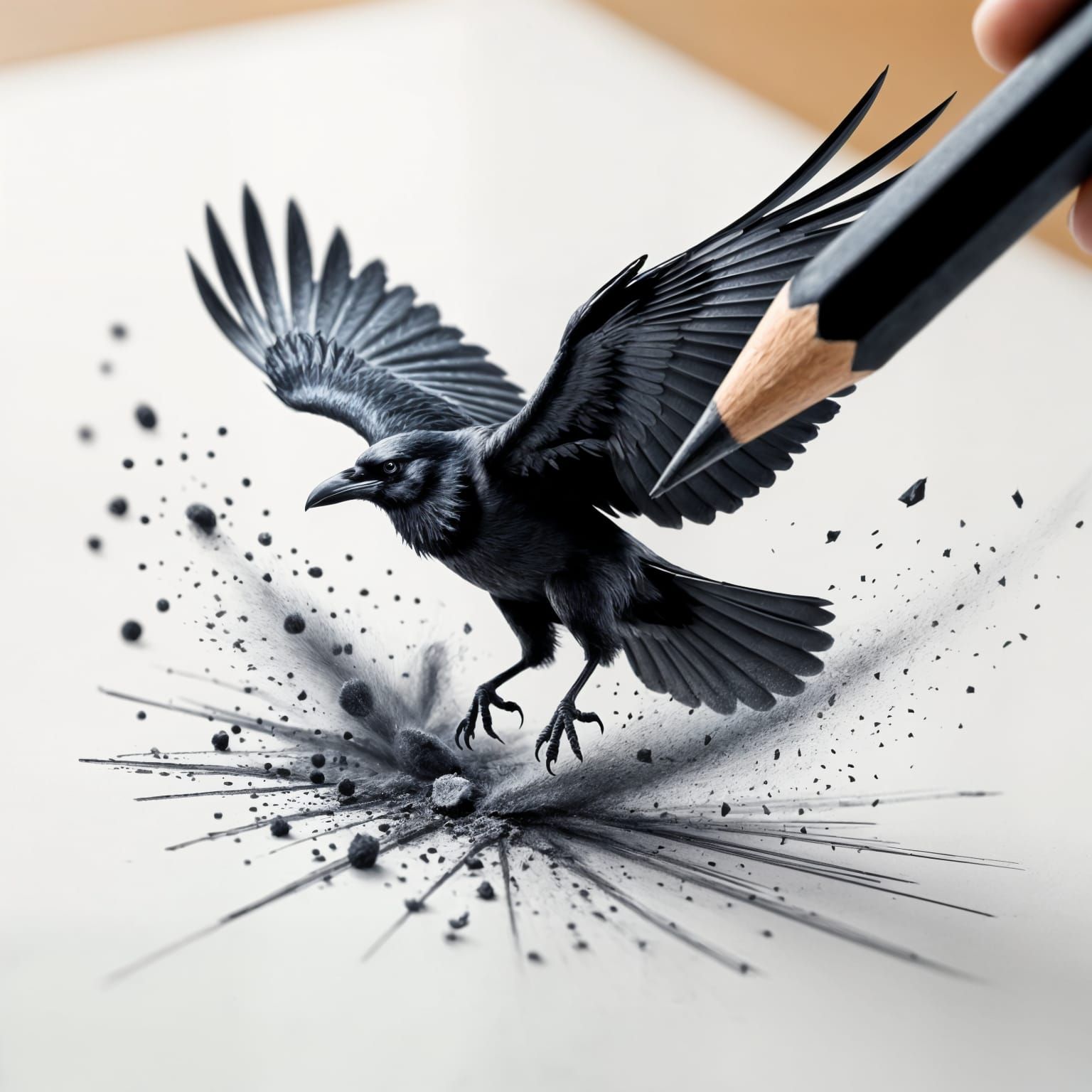 Raven Escapes Sketchbook in Hyper-Detailed Macro Realism