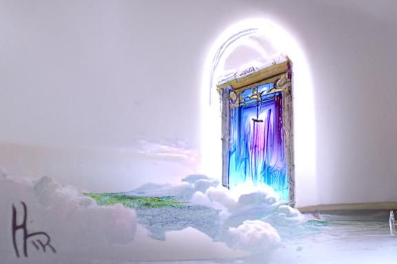 Heavenly Door Concept Art with Divine Sunshine