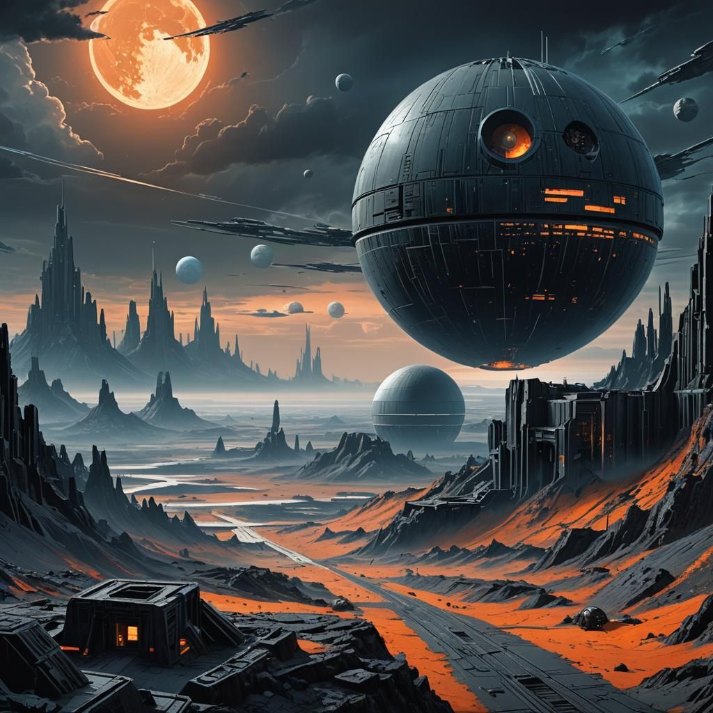 Dystopian Sci-Fi Death Star Concept Art