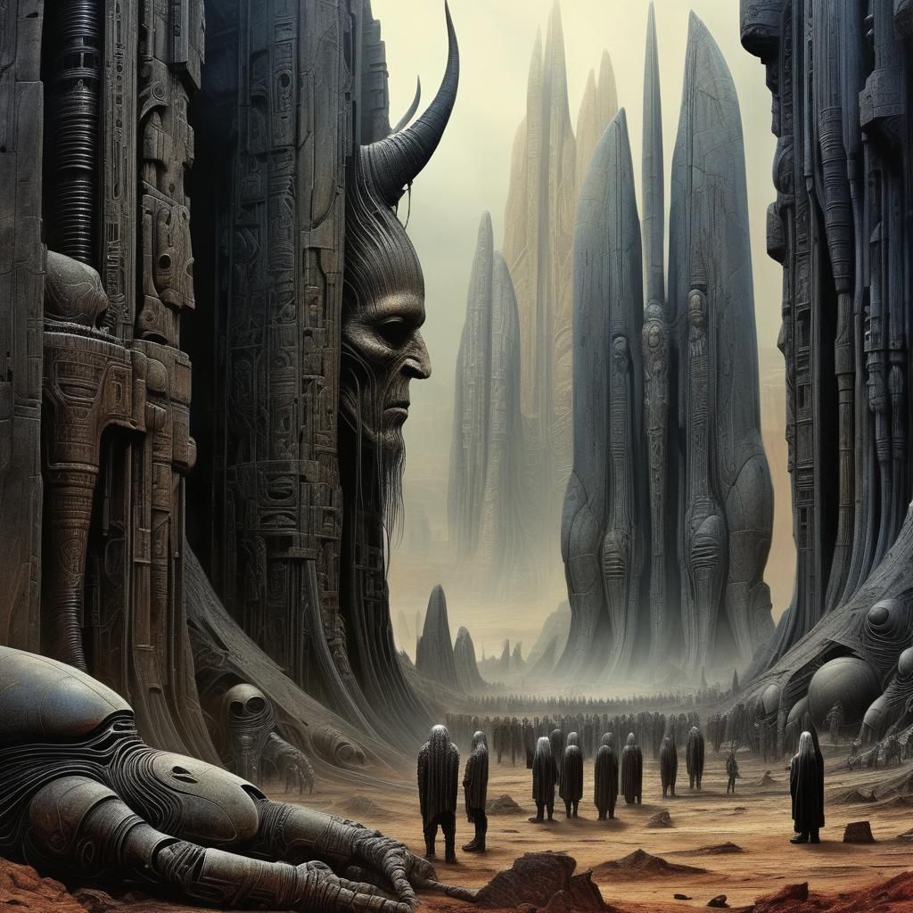 Epic Ancient Megalithic Complex in Cyberpunk Hellscape