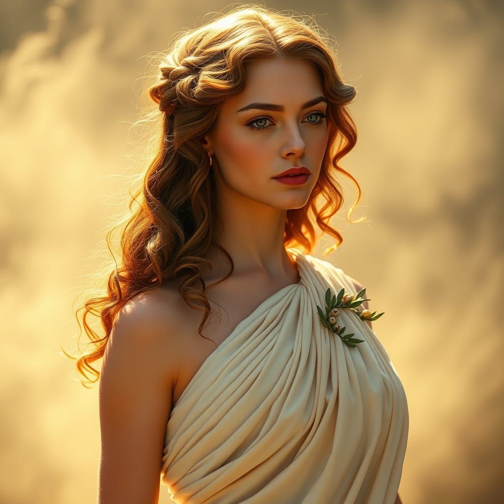 Golden Goddess of Wisdom in Classical Style