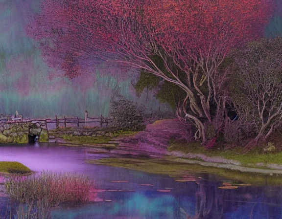 Castle Ruin Emerges in Vibrant Morning Mist