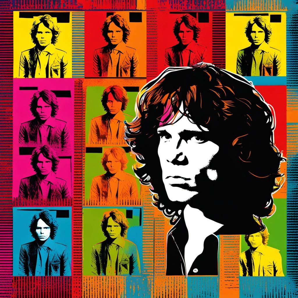 Jim Morrison and Andy Warhol: Basquiat-Style Illustration