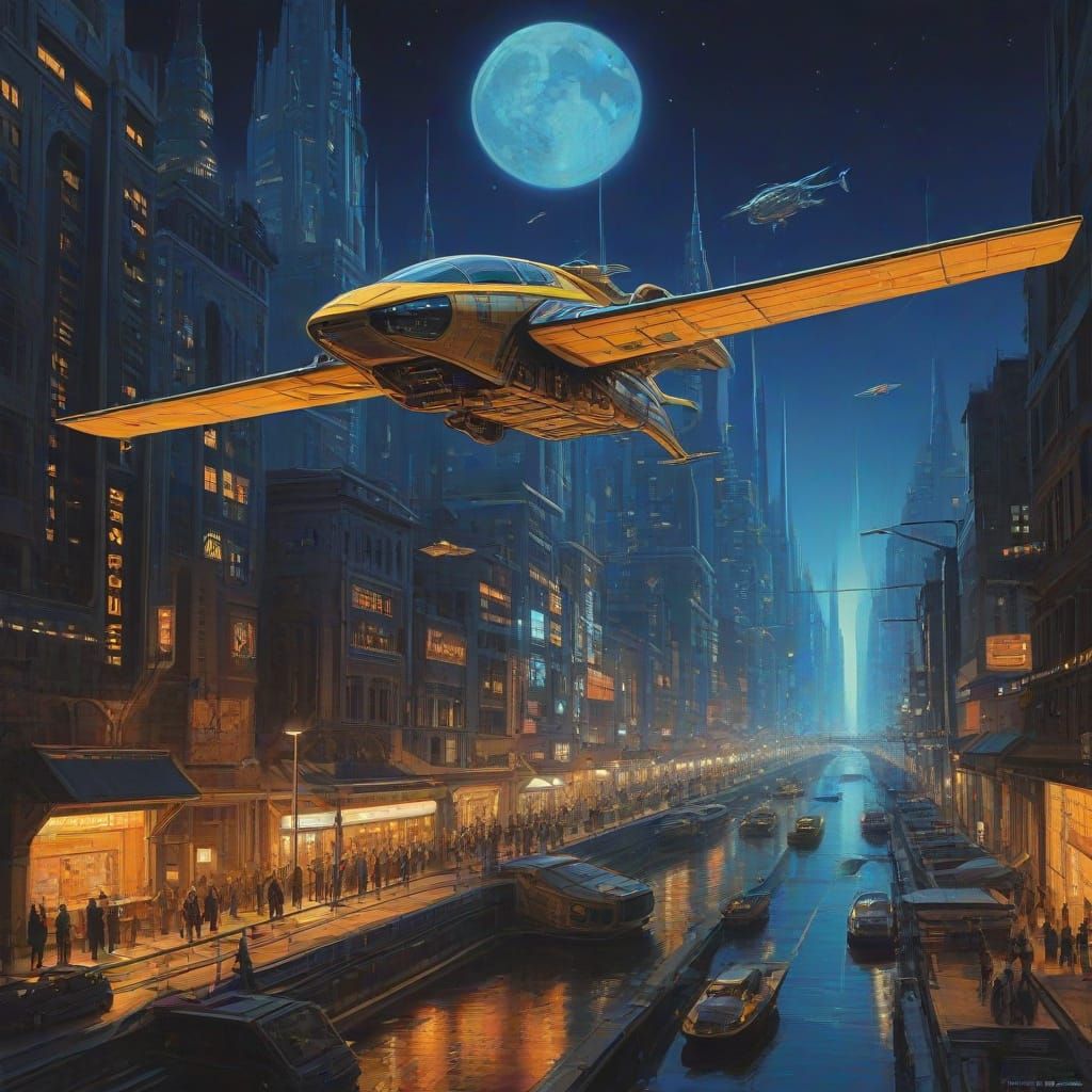 Cyberpunk Renaissance: Futuristic Cityscape Painting