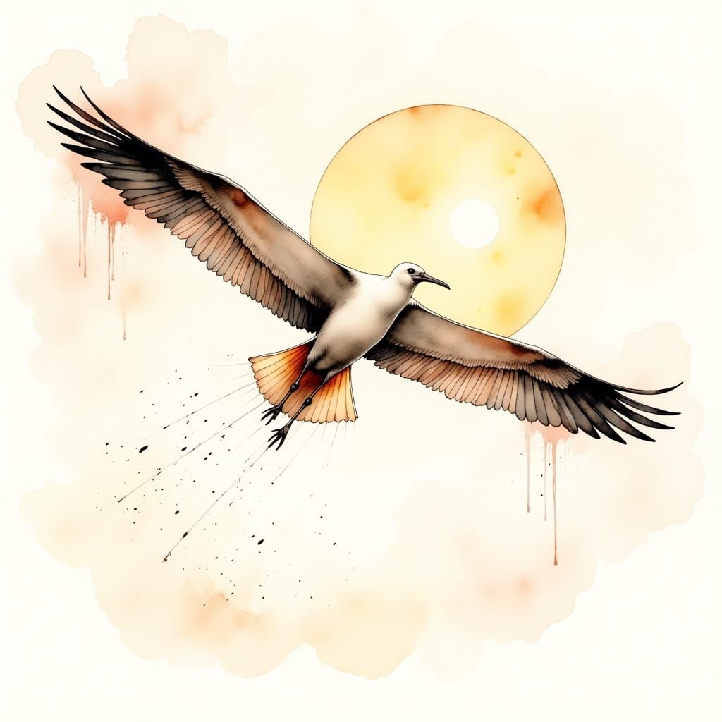Albatross Soaring to the Sun: Watercolour Rendering
