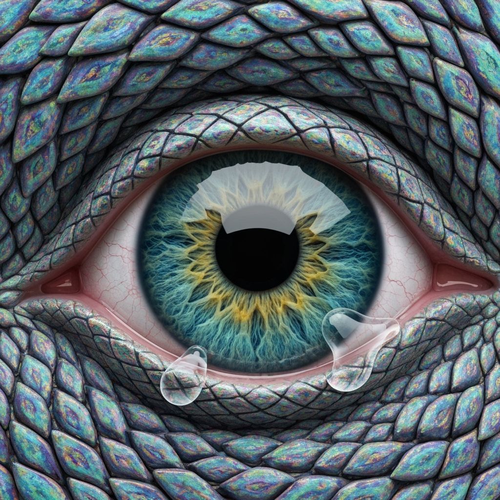 Macro Eye Detail with Snowflake Iris and Scaled Backdrop