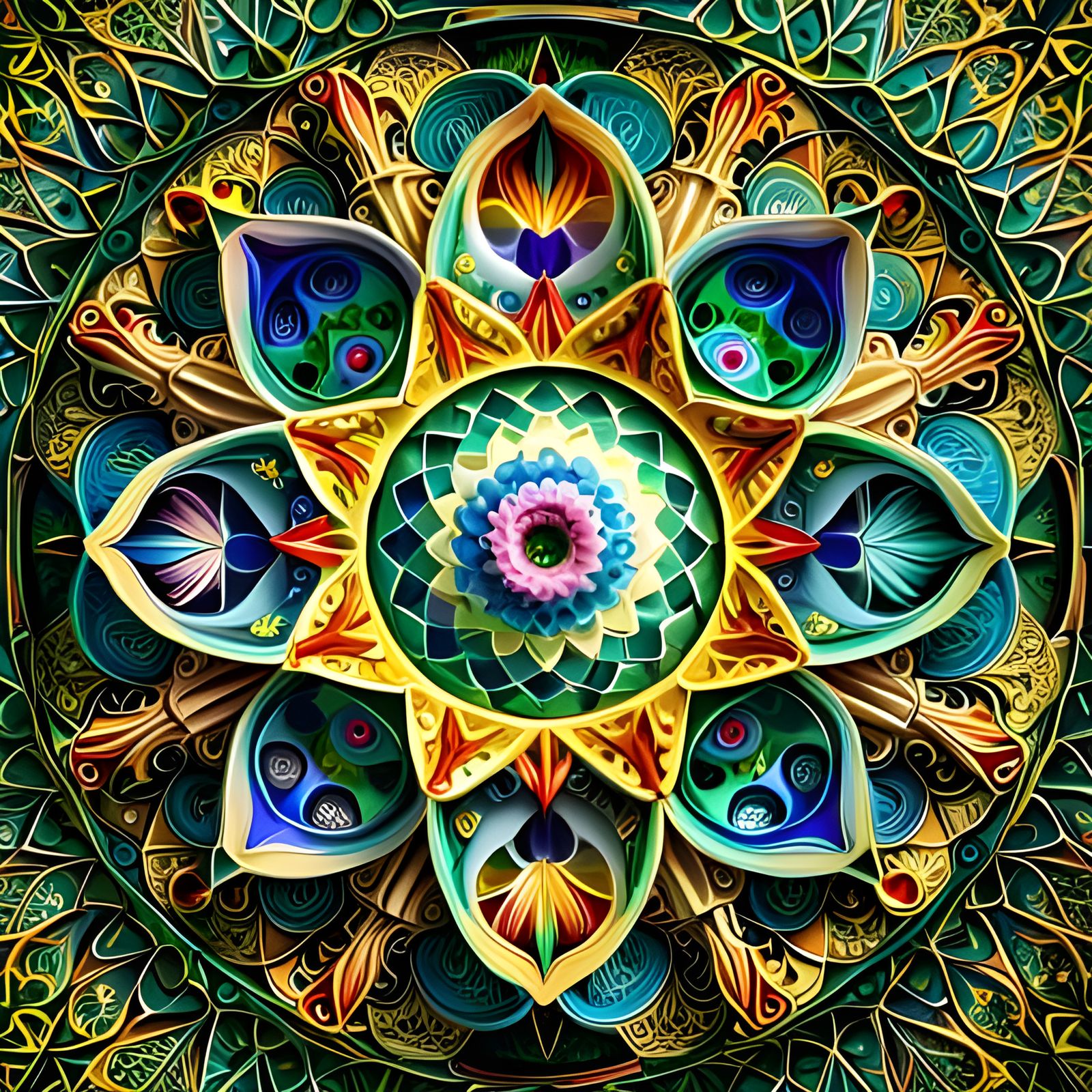 Abstract geometric lotus mandala psyart SDXL 02apr23